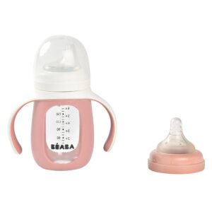 3384349135201-biberon-verre-dapprentissage-2-en-1---210-ml--housse-silicone-old-pink